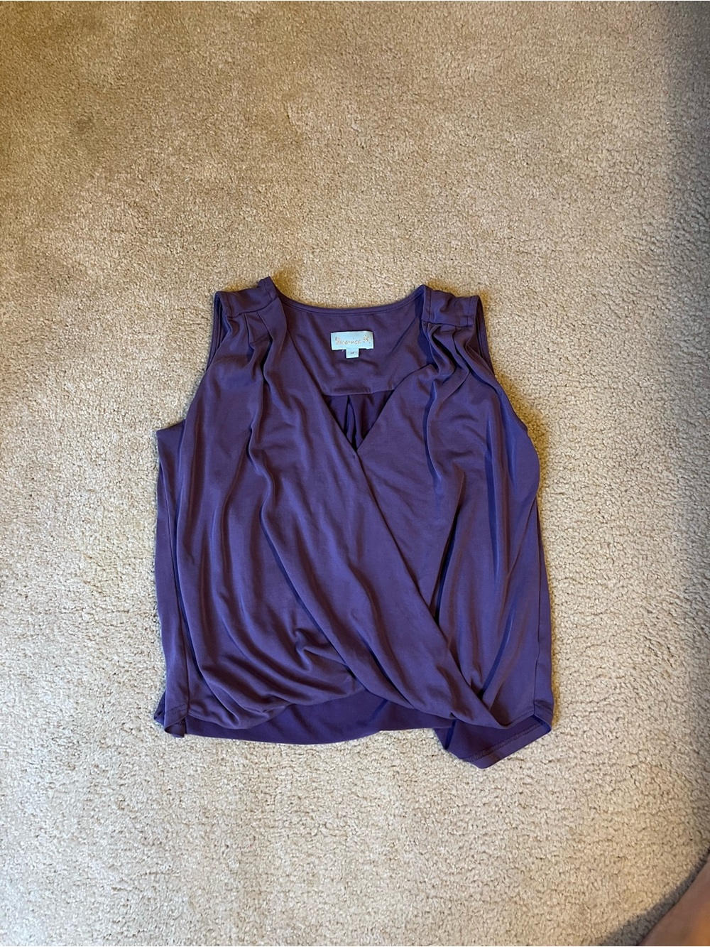 Veronica M Purple Sleeveless Faux-Wrap Camisole